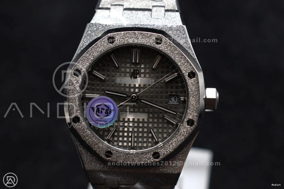 1:1 APSF on SS 15454 Bracelet Textured Clone Super Best Oak Frosted Edition SA3120 Dial SS 37mm Grey Royal 0317